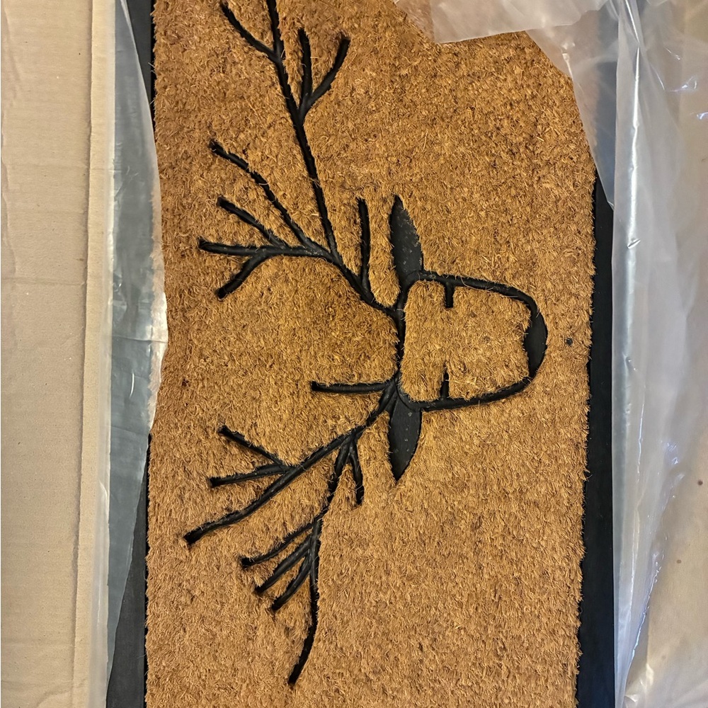 Rustic Tan and Black Deer Door Mat